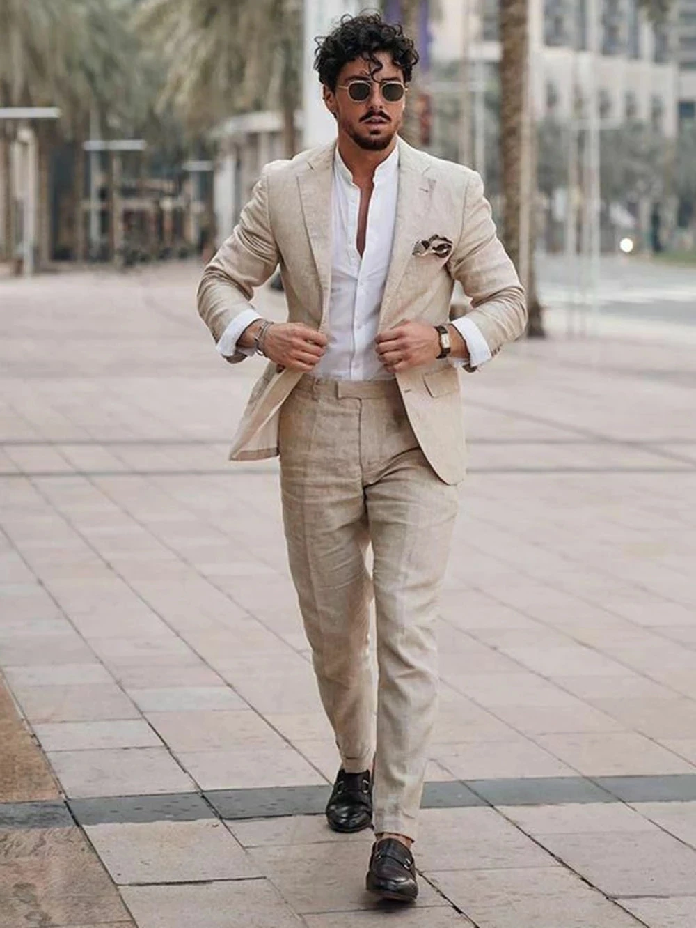 Men Linen Formal Wear - Setelan Linen Bisnis Pantai Musim Panas