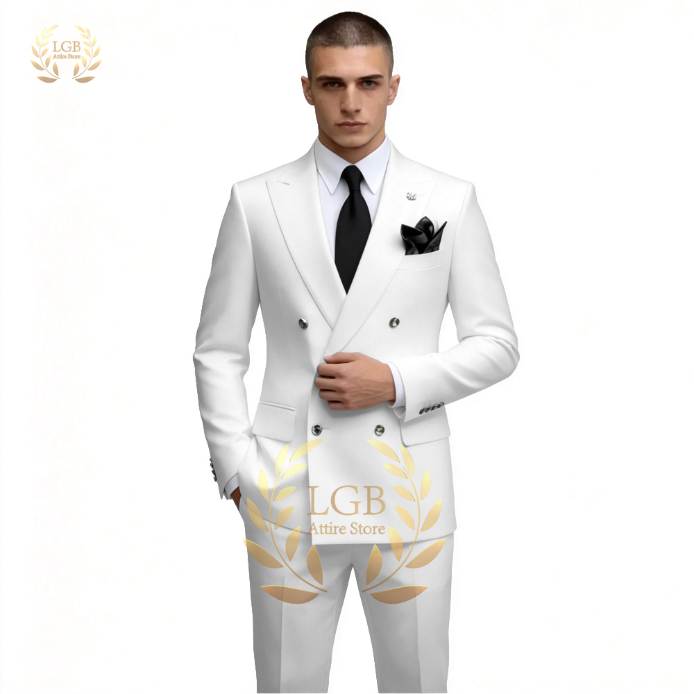 Men Formal Wear With Blazer - Setelan Jas Pria Putih Double Breasted