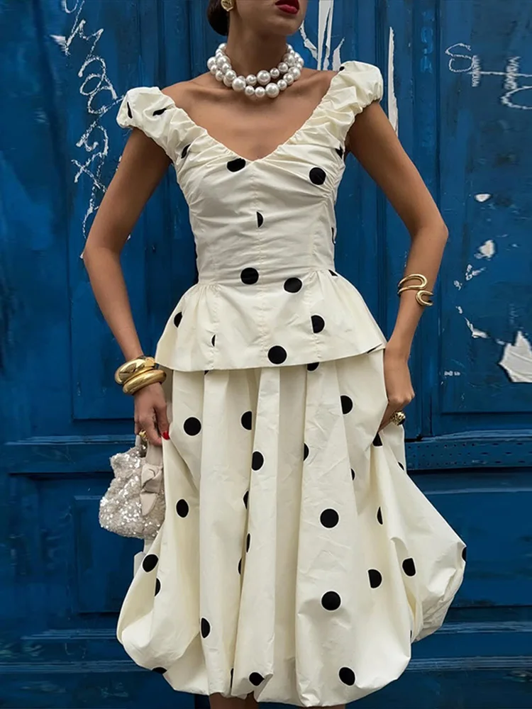 Men'S Formal Beach Wear - Setelan Rok Vest Wanita Motif Polkadot