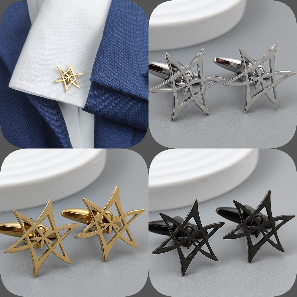 Men'S Gothic Formal Wear - Manset berlapis emas bintang heksagonal, manset