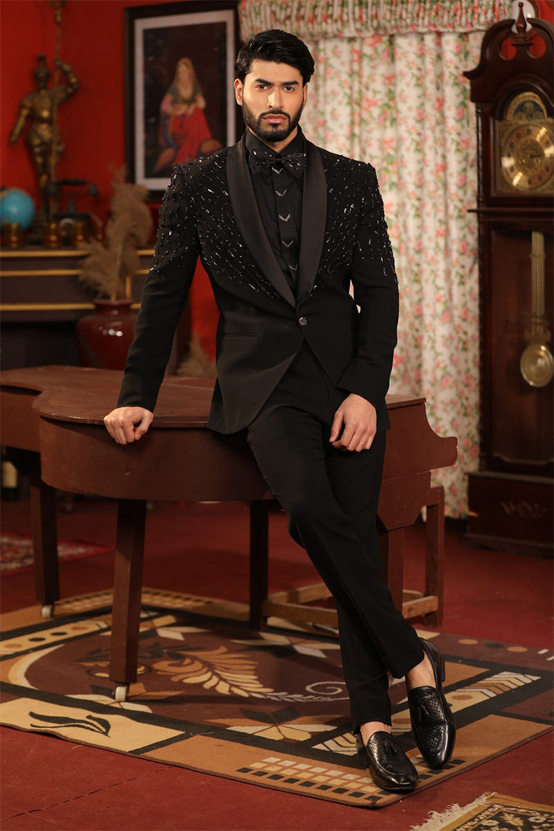 Formal Wear Jersey For Men - Set Jas Pria Hitam Kristal 2