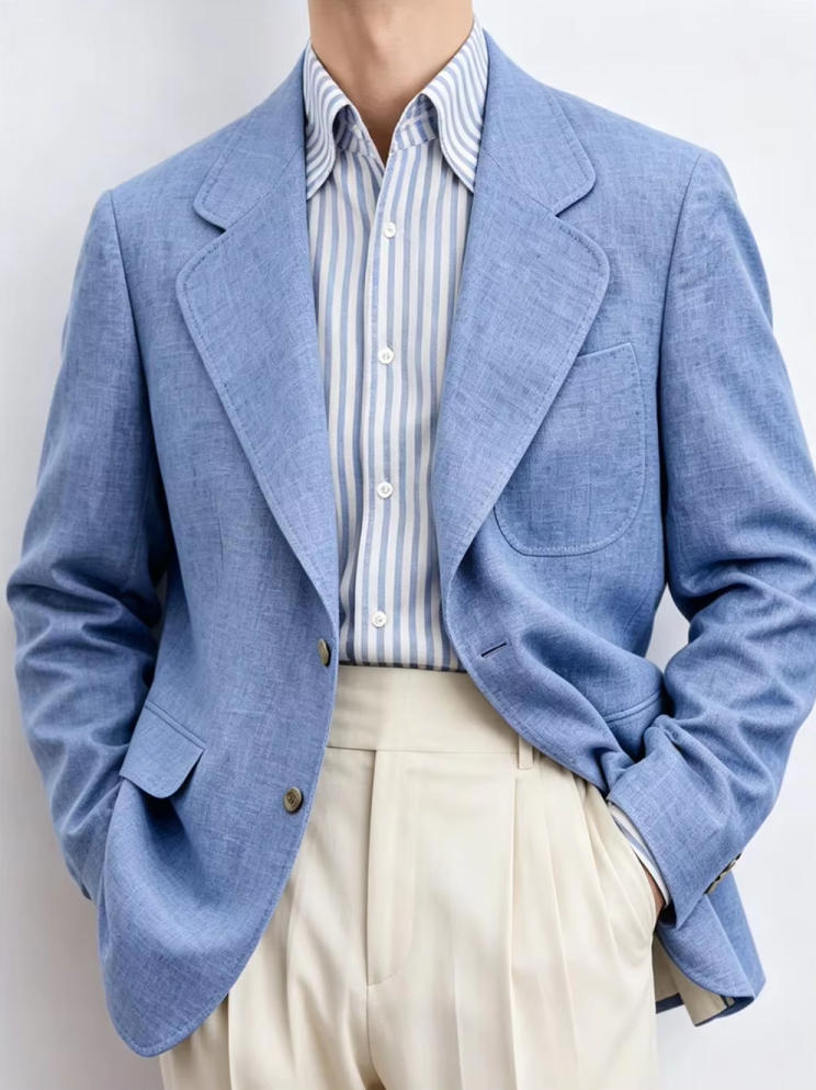 Men Linen Formal Wear - Blazer Pria Linen 1PCS Jaket Jas
