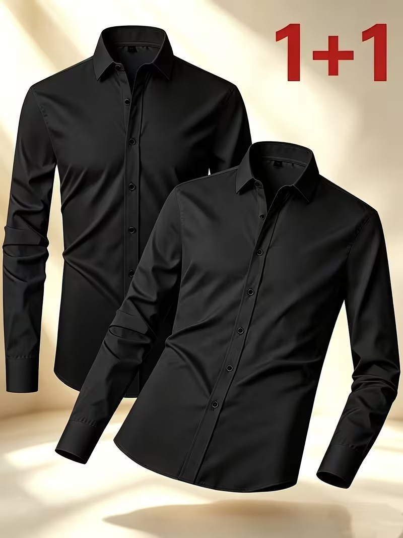 Men'S Semi Formal Office Wear - Kemeja Kancing Semi-Formal untuk Musim Semi/Gugur,