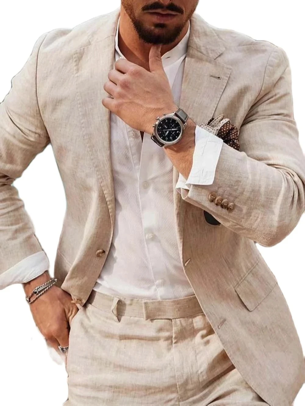 Setelan Linen Bisnis Pantai Mu - Men Linen Formal Wear ulasan dan harga