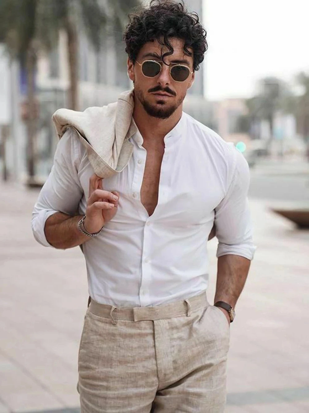 Setelan Linen Bisnis Pantai Mu - Men Linen Formal Wear ulasan dan harga