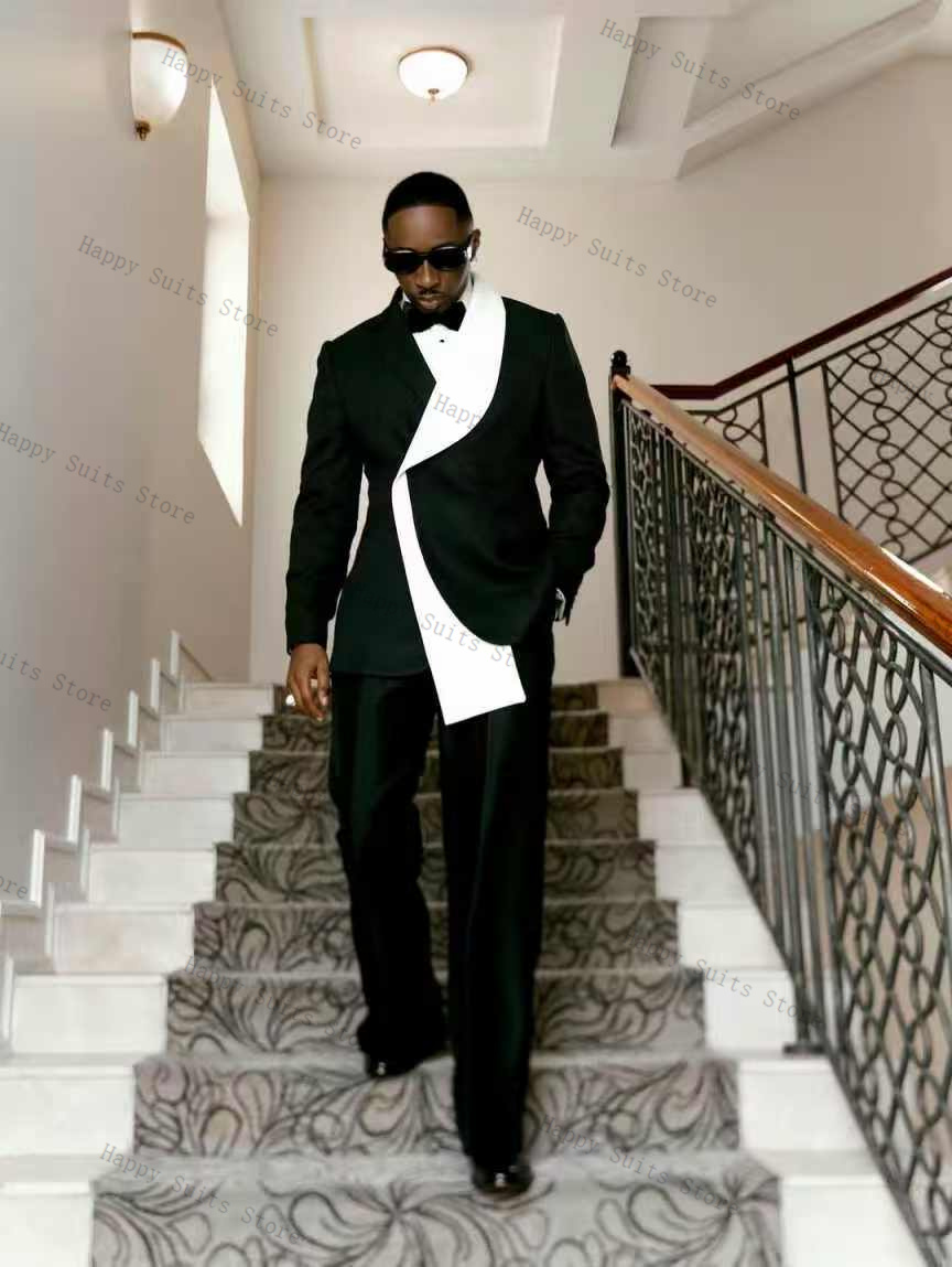 Setelan Jas Pria Hitam Putih 2 - Formal Wear Jersey For Men ulasan dan harga