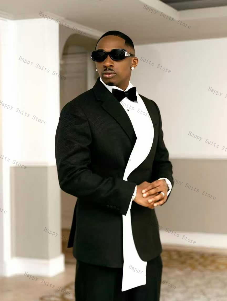 Setelan Jas Pria Hitam Putih 2 - Formal Wear Jersey For Men ulasan dan harga