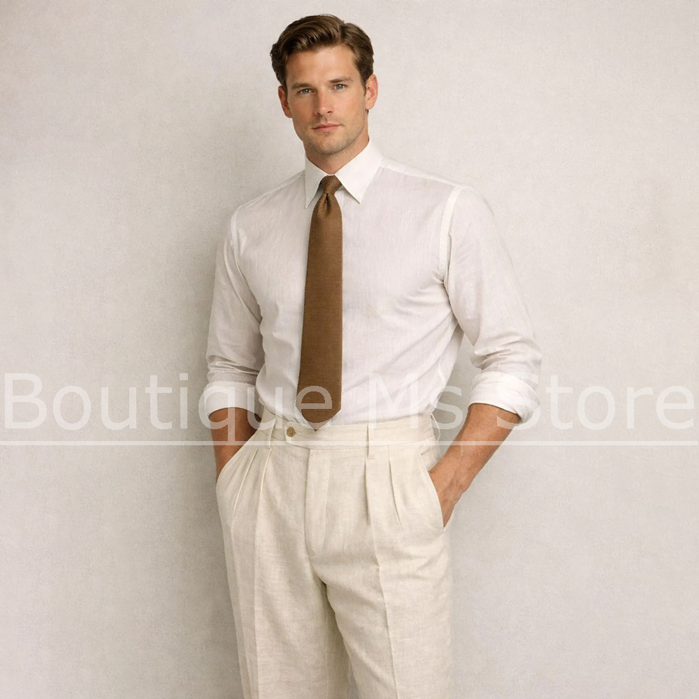 Setelan Pria Linen 3 Potong Ke - Men Linen Formal Wear ulasan dan harga