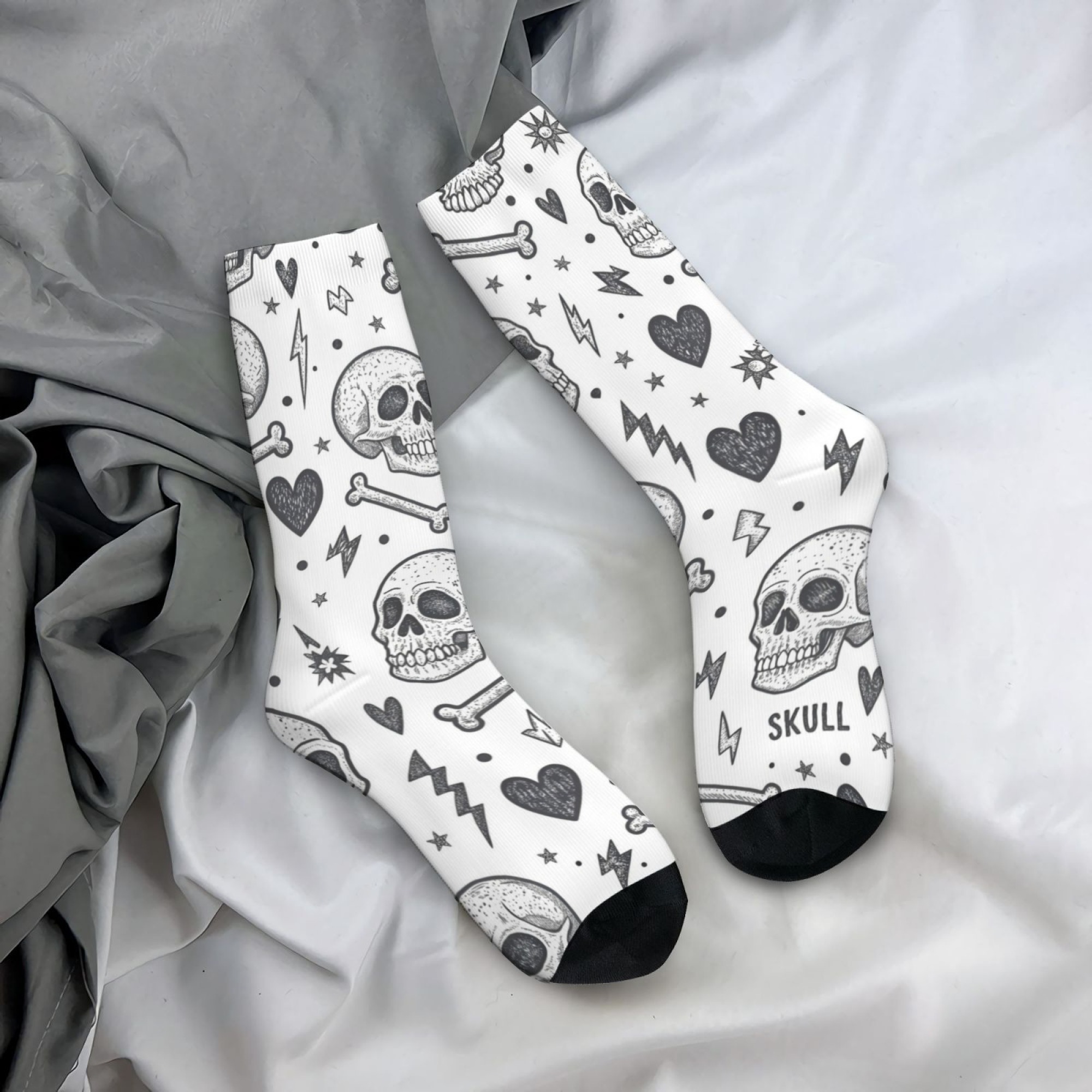 Kaus Kaki Crew Gambar Tengkora - Men'S Gothic Formal Wear ulasan dan harga