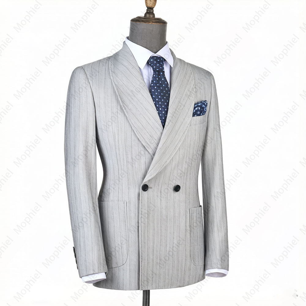 Jas Pria Mophiel Abu-Abu Muda  - Men Formal Wear With Blazer ulasan dan harga