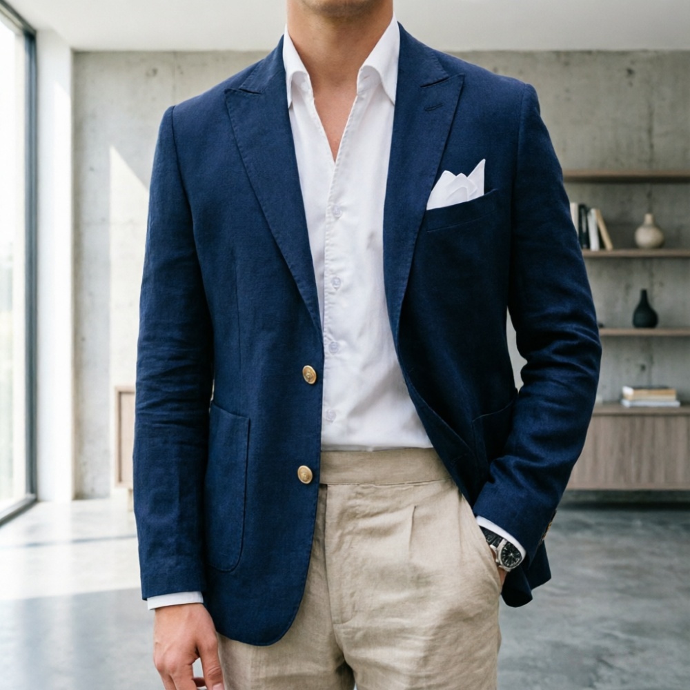 Setelan Pria Linen Hijau Sage  - Men'S Semi Formal Office Wear ulasan dan harga