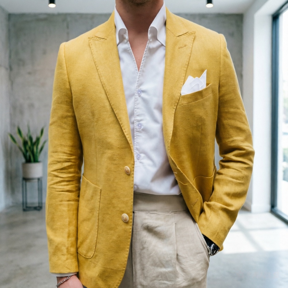 Setelan Pria Linen Hijau Sage  - Men'S Semi Formal Office Wear ulasan dan harga