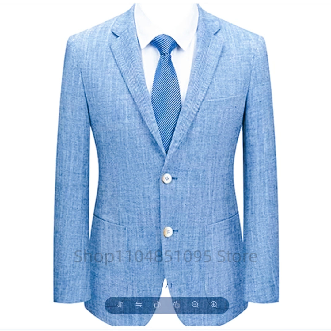 Jas Blazer Linen Slim Fit Pria - Men Linen Formal Wear ulasan dan harga
