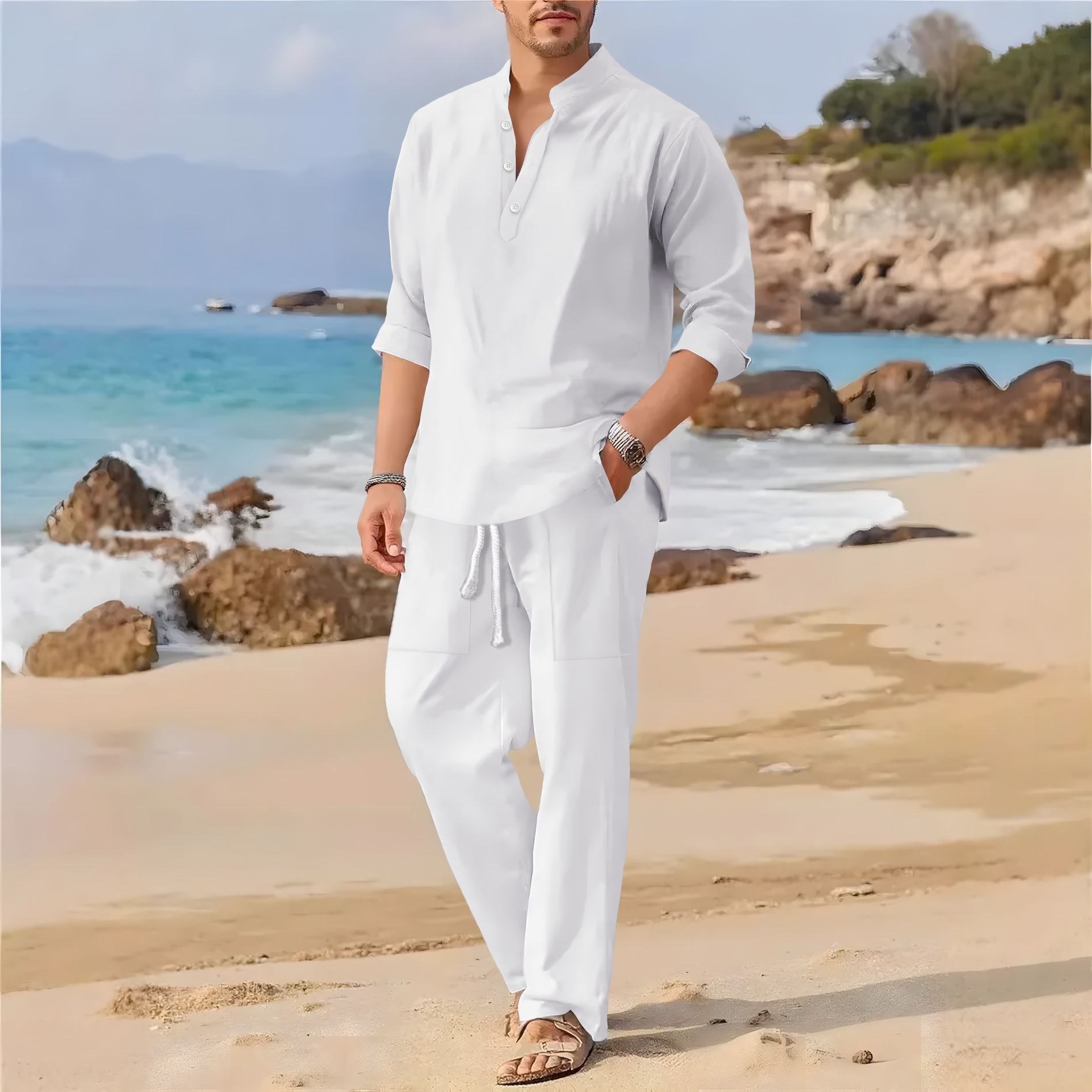 Setelan kasual pria berkerah t - Men'S Formal Beach Wear ulasan dan harga