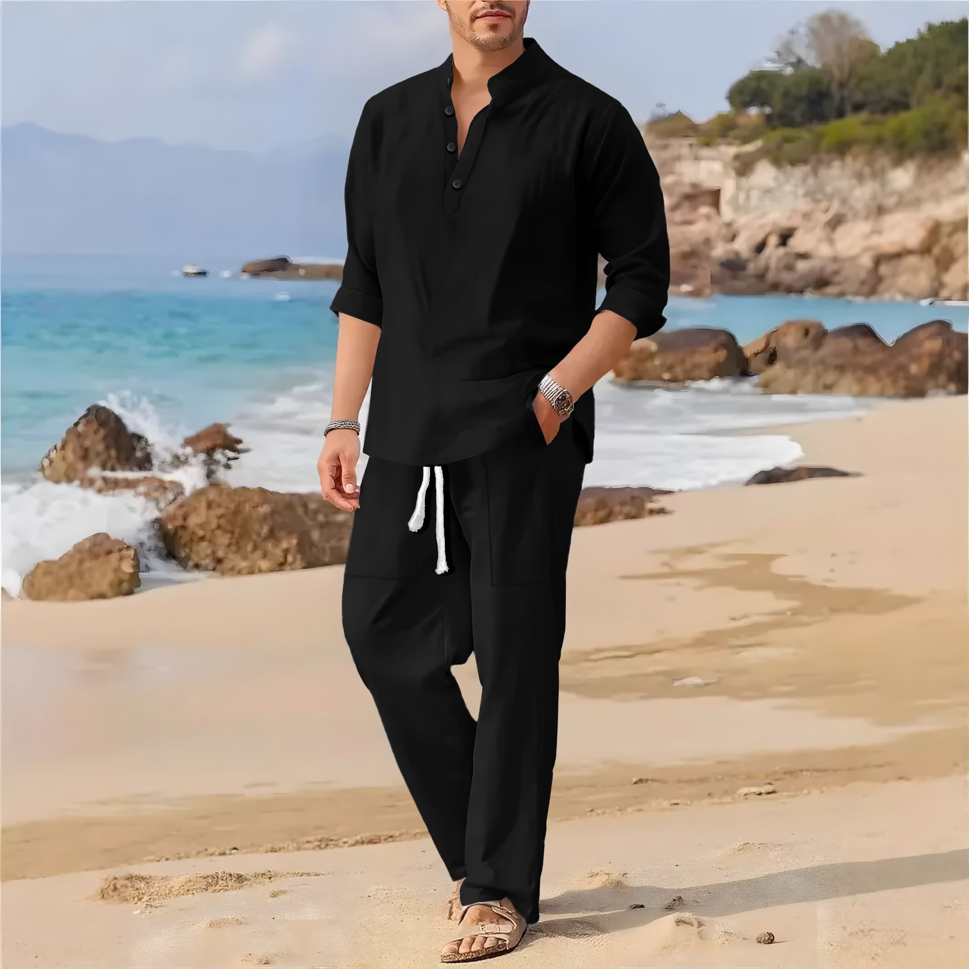 Setelan kasual pria berkerah t - Men'S Formal Beach Wear ulasan dan harga