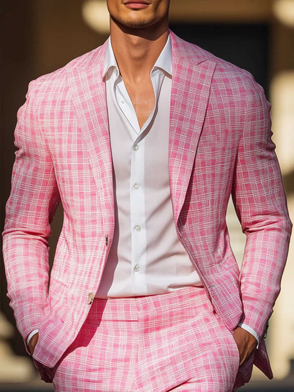 Tuksedo Pria Kotak-kotak Merah - Men Formal Wear Pink ulasan dan harga
