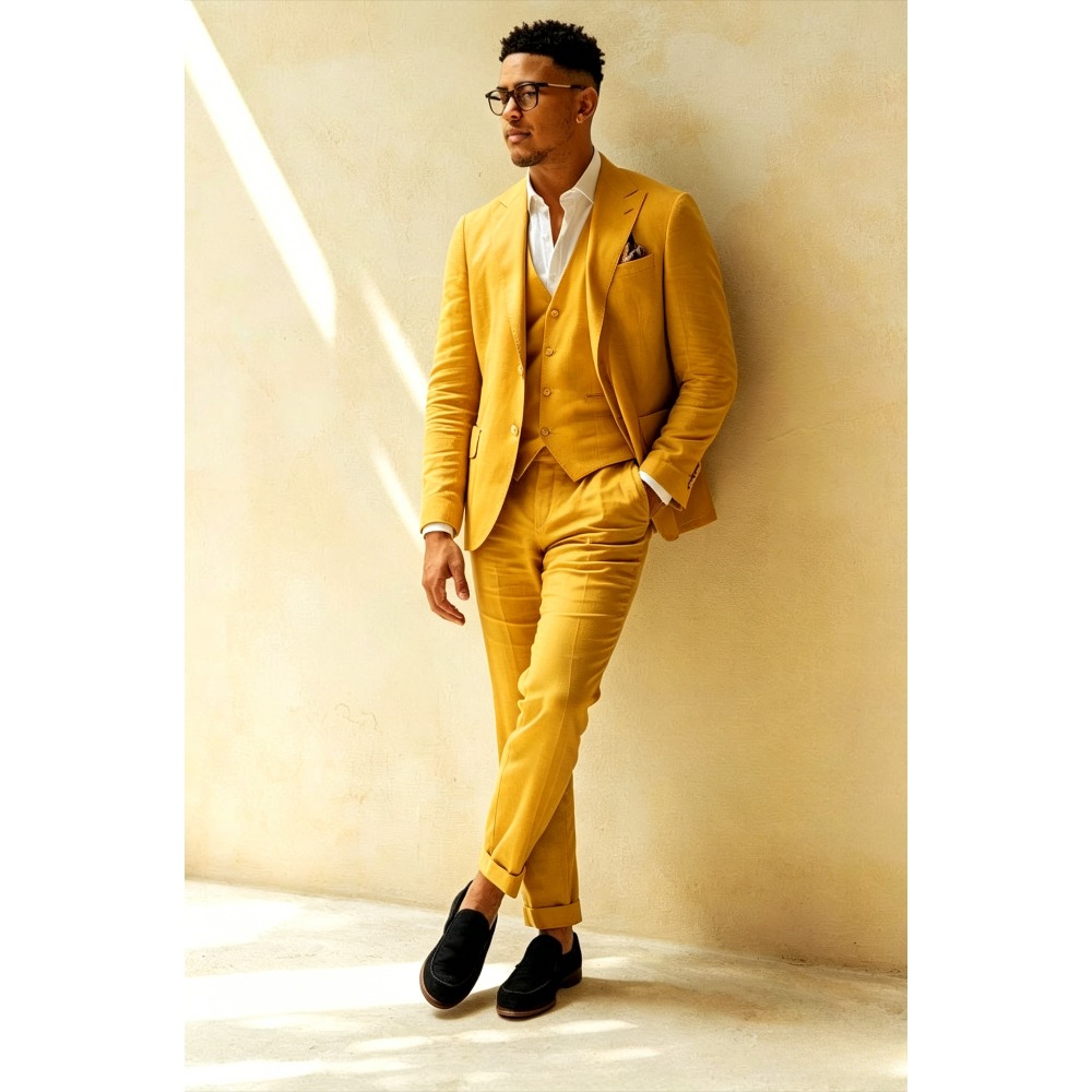 Setelan Jas Linen Hijau Sage 3 - Men Linen Formal Wear ulasan dan harga