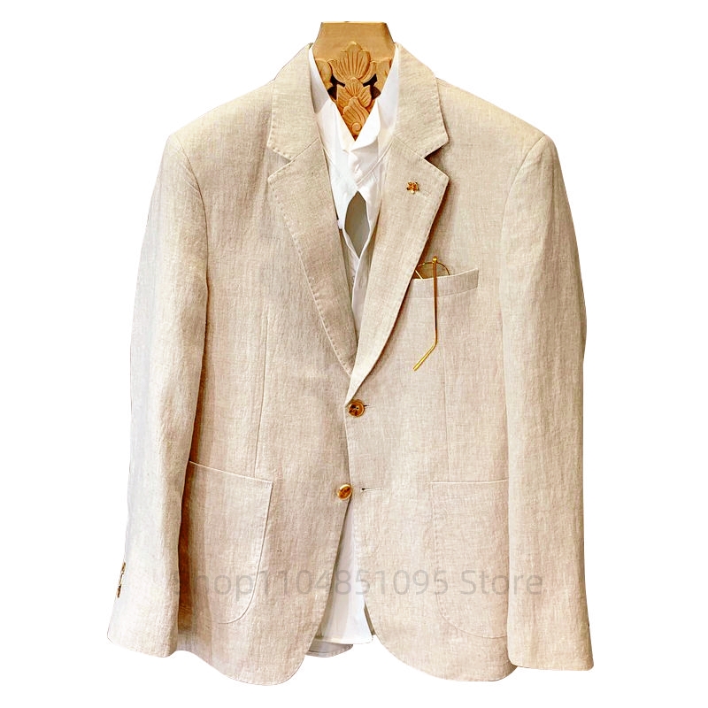 Jas Linen Pria Warna Beige, Bl - Men Linen Formal Wear ulasan dan harga