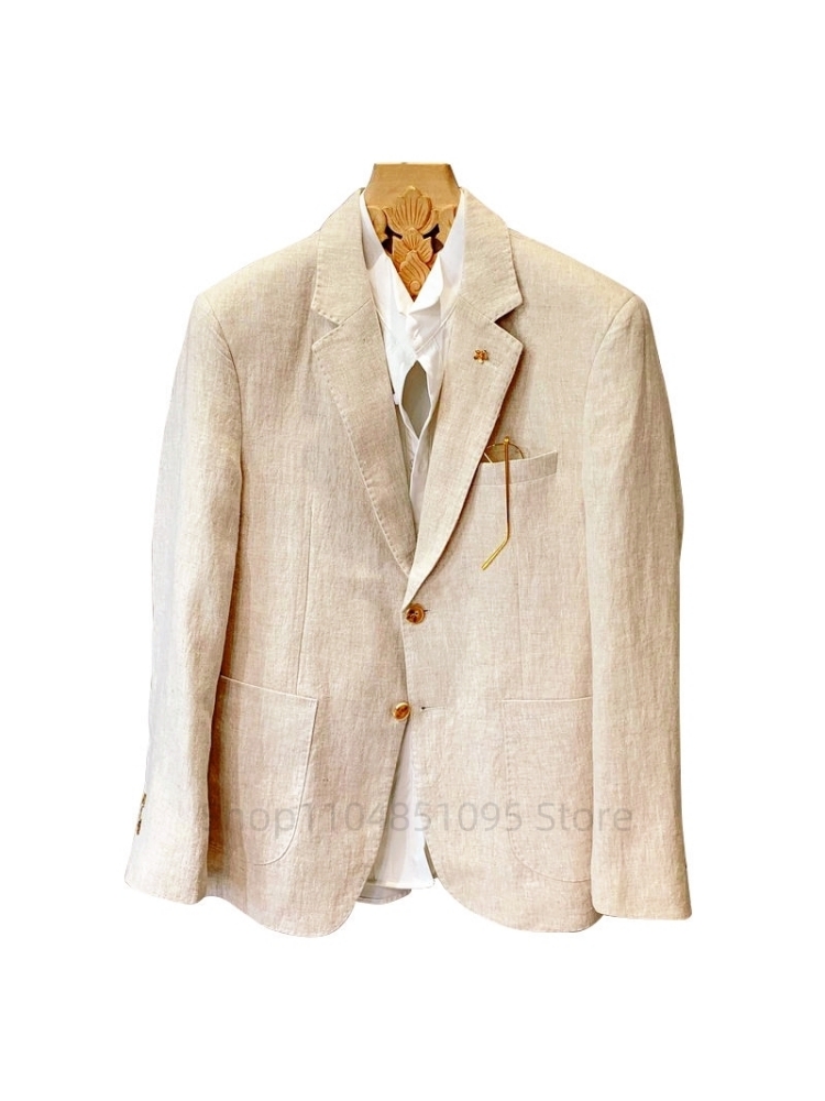 Jas Linen Pria Warna Beige, Bl - Men Linen Formal Wear ulasan dan harga