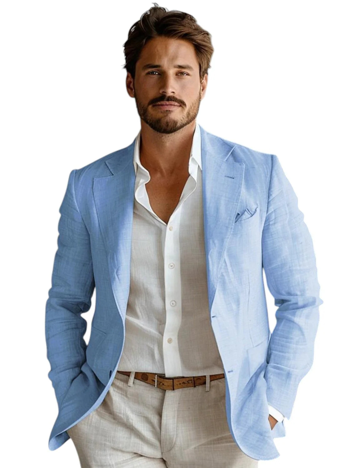 Blazer Linen Pria Slim Fit Bir - Men Linen Formal Wear ulasan dan harga