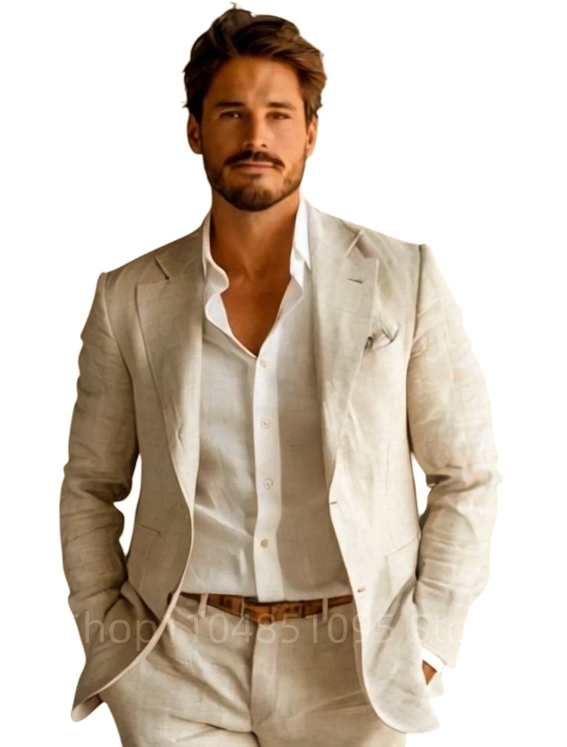 Blazer Linen Pria Slim Fit Bir - Men Linen Formal Wear ulasan dan harga