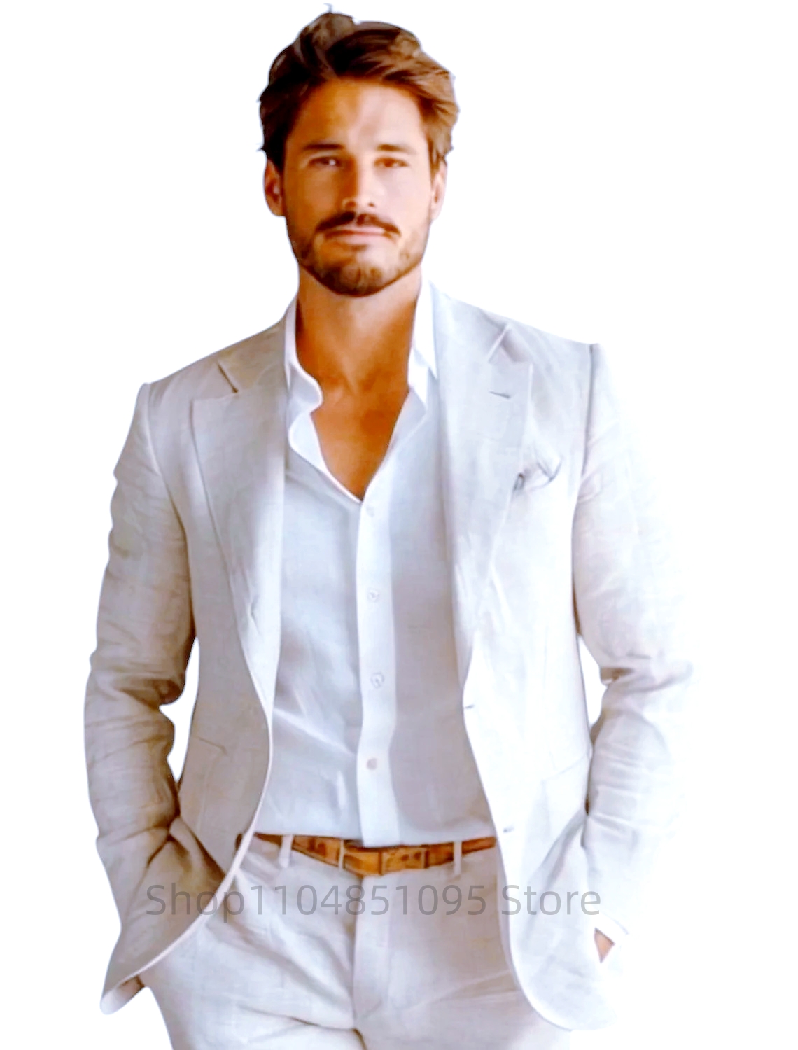 Blazer Linen Pria Slim Fit Bir - Men Linen Formal Wear ulasan dan harga