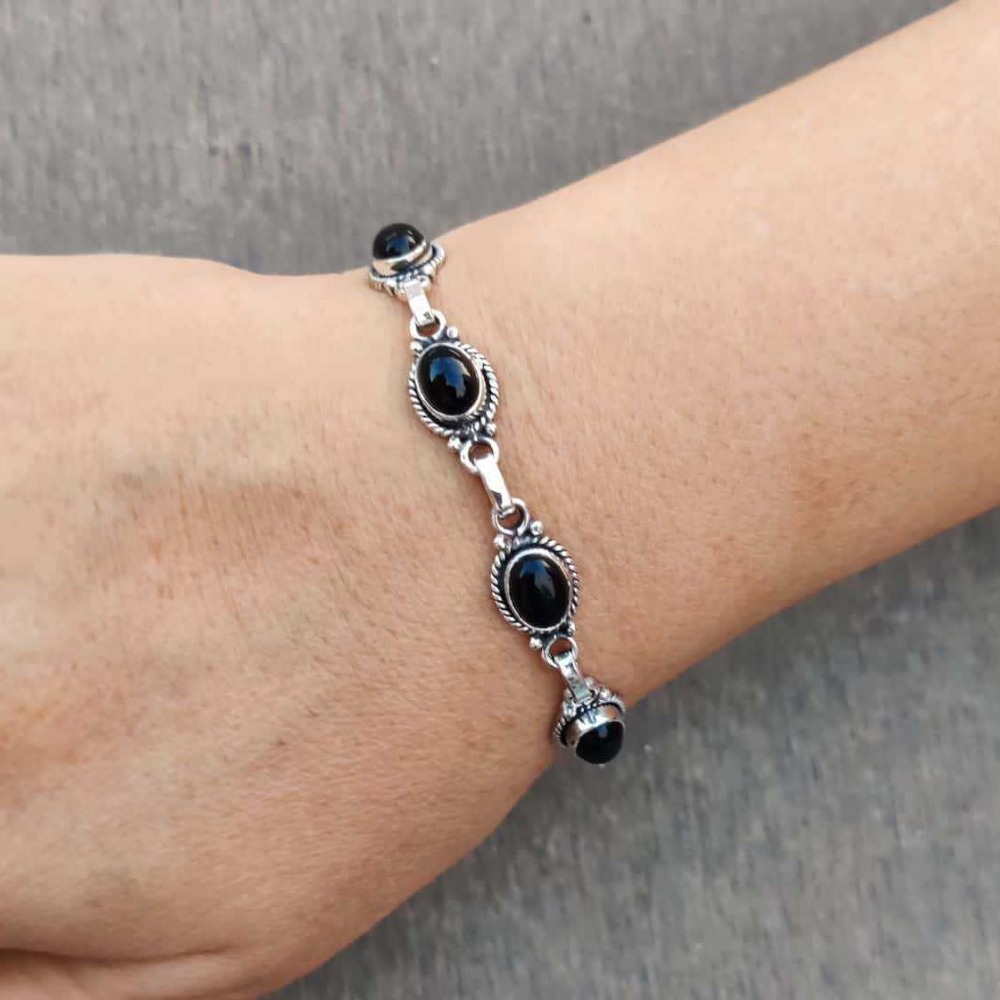 Gelang Oval Batu Permata Onyx  - Men'S Gothic Formal Wear ulasan dan harga