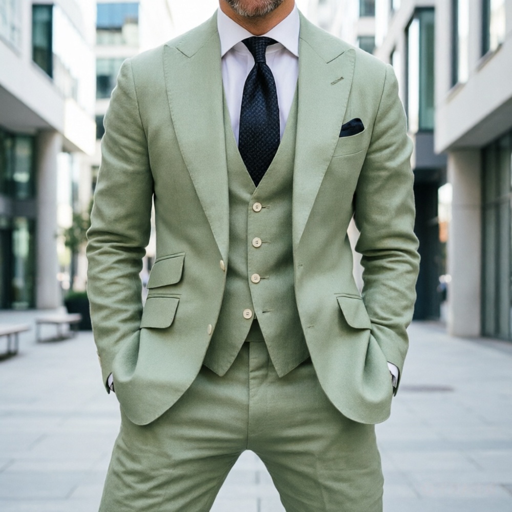 Jas Tuxedo Linen Biru Langit 3 - Men Linen Formal Wear ulasan dan harga