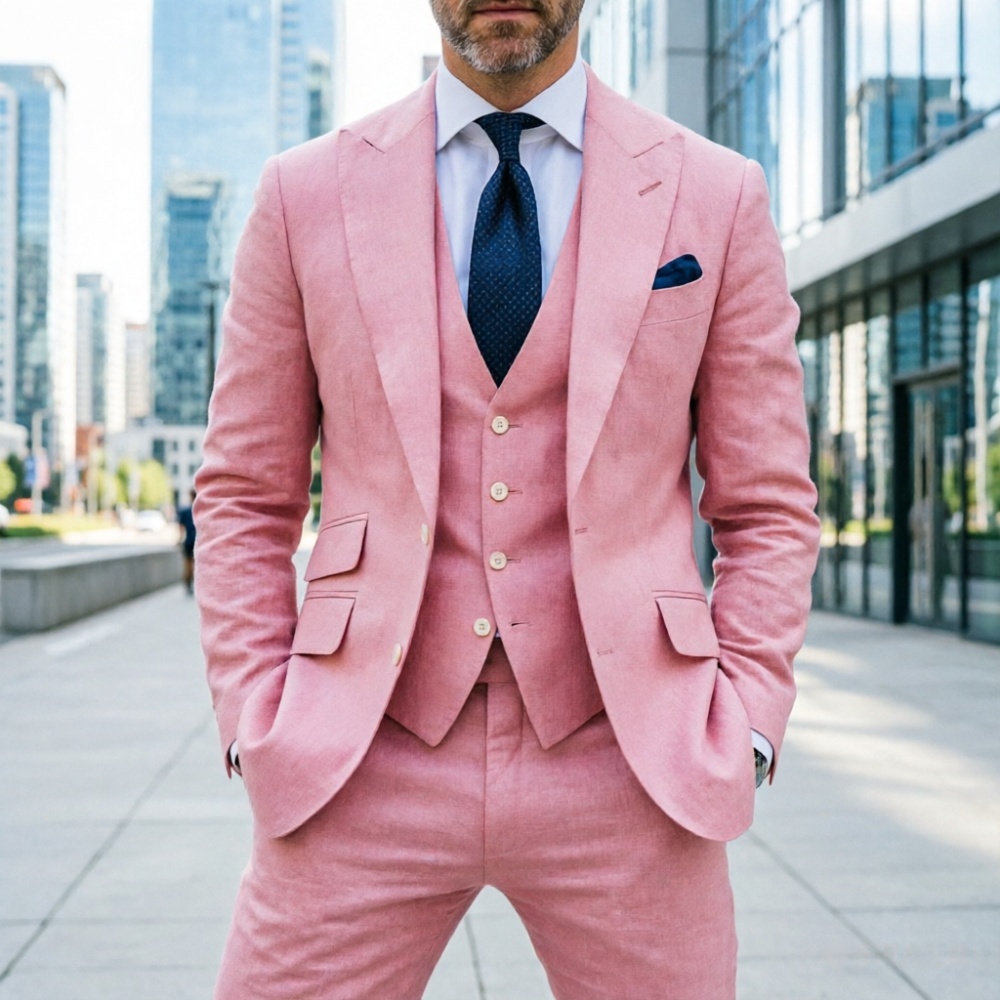 Jas Tuxedo Linen Biru Langit 3 - Men Linen Formal Wear ulasan dan harga