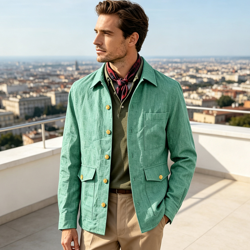 Jaket Linen Pria Vintage Kerah - Men Linen Formal Wear ulasan dan harga