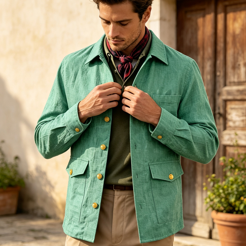 Jaket Linen Pria Vintage Kerah - Men Linen Formal Wear ulasan dan harga